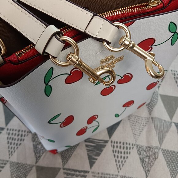 Coach Heart Cherry Print Morgan Top Handle Saddle Bag - Picture 6 of 6
